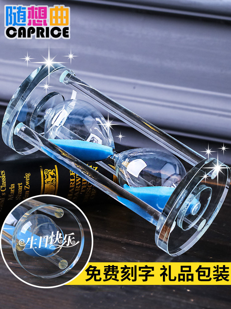 Crystal hourglass timer ornaments creative 60 minutes simple modern living room wine cabinet Home decoration gifts 30