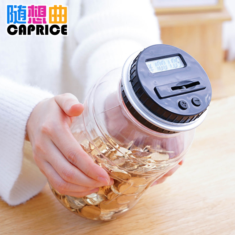 Creative Deposit Money Pot Transparent Large Number Children Deposit Cartridges Plastic Anti-Fall Coins Net Red Large Capacity Deposit Money Cylinder Zero Money