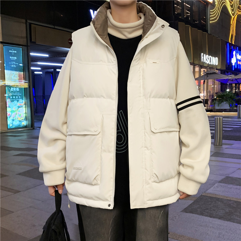 Stand Collar Windproof Vest for Men, Winter Sleeveless Cotton Jacket, Thickened Warm Vest, Youth Workwear Cotton Coat for Men