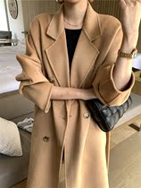 M home classic 101801 cocoon double-sided cashmere coat female long double-breasted Manni with the same wool coat