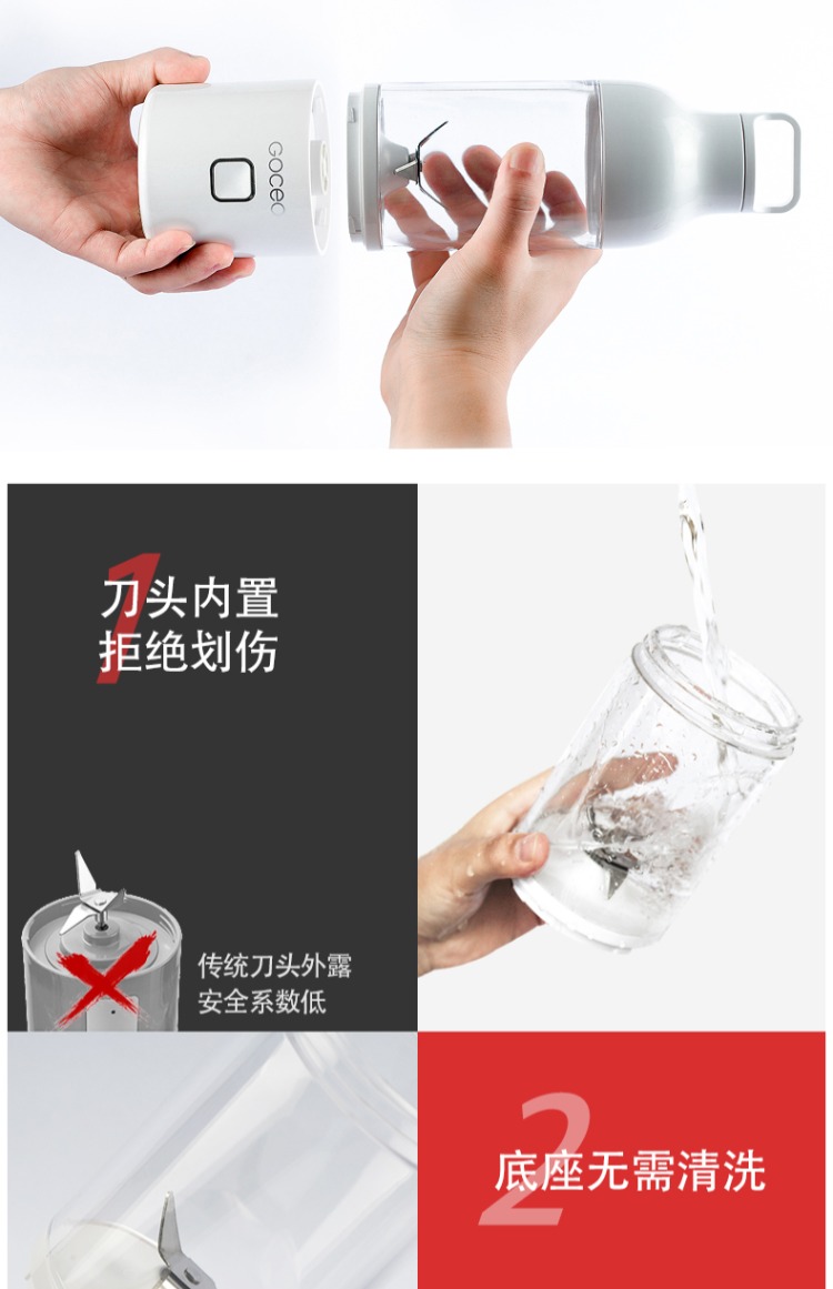 máy ép bluestone Fruit Nest Goceo Juice Cup Hộ gia đình Mini Máy ép trái cây Sạc USB Học sinh Ký túc xá Trái cây và Rau quả máy xay cháo