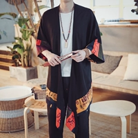 Áo khoác chống nắng phong cách Trung Quốc áo choàng cotton và áo choàng lanh Phong cách Trung Quốc Tang phù hợp với Hanfu nam mùa xuân và mùa hè quốc phục áo choàng quần nam đẹp