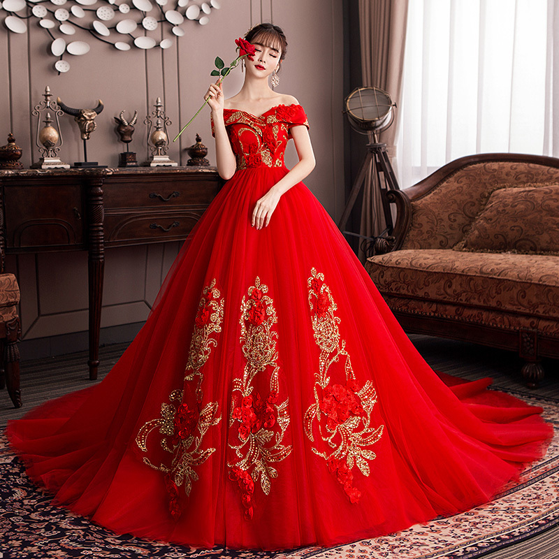 Red Maternity Wedding Dress 2026 New Style with Long Train for Plus-Size Brides, Extra Large Size, High-End Feel Red Maternity Wedding Dress 2026 New Style with Long Train for Plus-Size Brides, Extra Large Size, High-End Feel