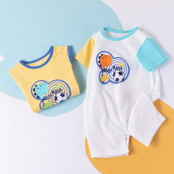 Beibeiyi baby clothes jumpsuit short-sleeved summer thin section male and female baby romper pajamas cotton summer dress