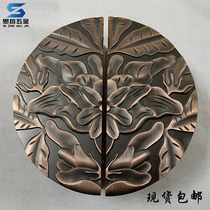 Chinese antique door handle Glass door handle Bronze carved semicircular black simple wooden door cabinet door handle