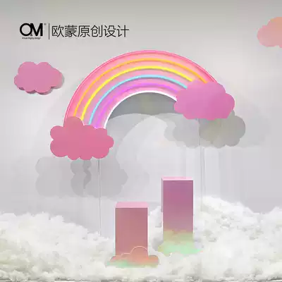 OM original clothing store Net red shop scene layout window decoration Tanabata women's clothing store rainbow cloud props