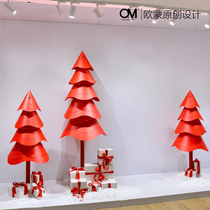 OM original New Year mall beauty Chen decoration womens clothing store window decoration red tree display props ornaments