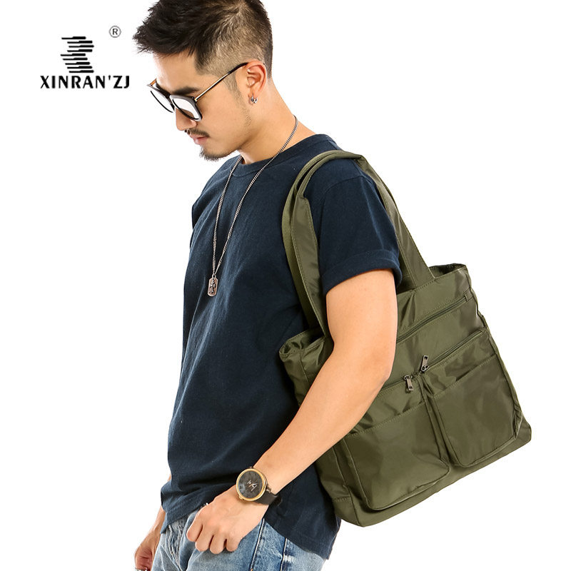 Multi-pull-chain pocket light waterproof long handbag men's leisure travel hand lading shoulder documents computer men's big bag