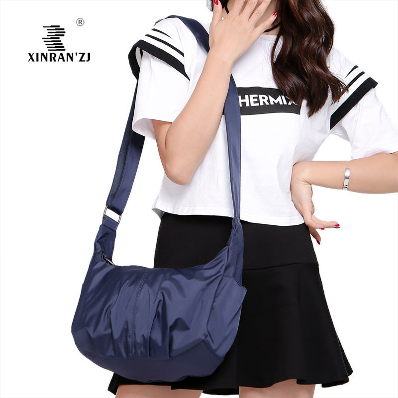 XINRAN ' ZJ Nylon Pure Color Casual Travel Express Courier Light Waterproof Carry-on Satchel With Satchel Bag