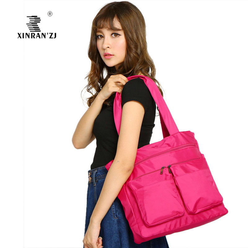 Multi Pocket Light Nylon Waterproof Single Shoulder Bag Bag Short Trip Satchel Lady Shopping Street Pure Work Woman Shoulder Bag