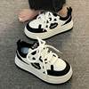 High-Fashion Niche Platform Panda White Sneakers 2024 Autumn New Casual Versatile Round-Toe Loafers