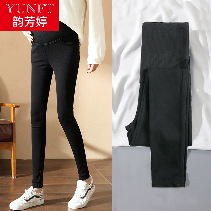 Quần legging mùa xuân hè và mùa thu mỏng phần thời trang xuân hè mùa hè mẹ mặc mùa xuân đen chân quần mùa xuân - Phụ nữ mang thai quần / quần bụng