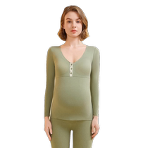 Pregnant womens autumn clothes and long trousers set warm German velvet bottoming shirt comes with breast pads no need to wear underwear breastfeeding postpartum and breastfeeding women