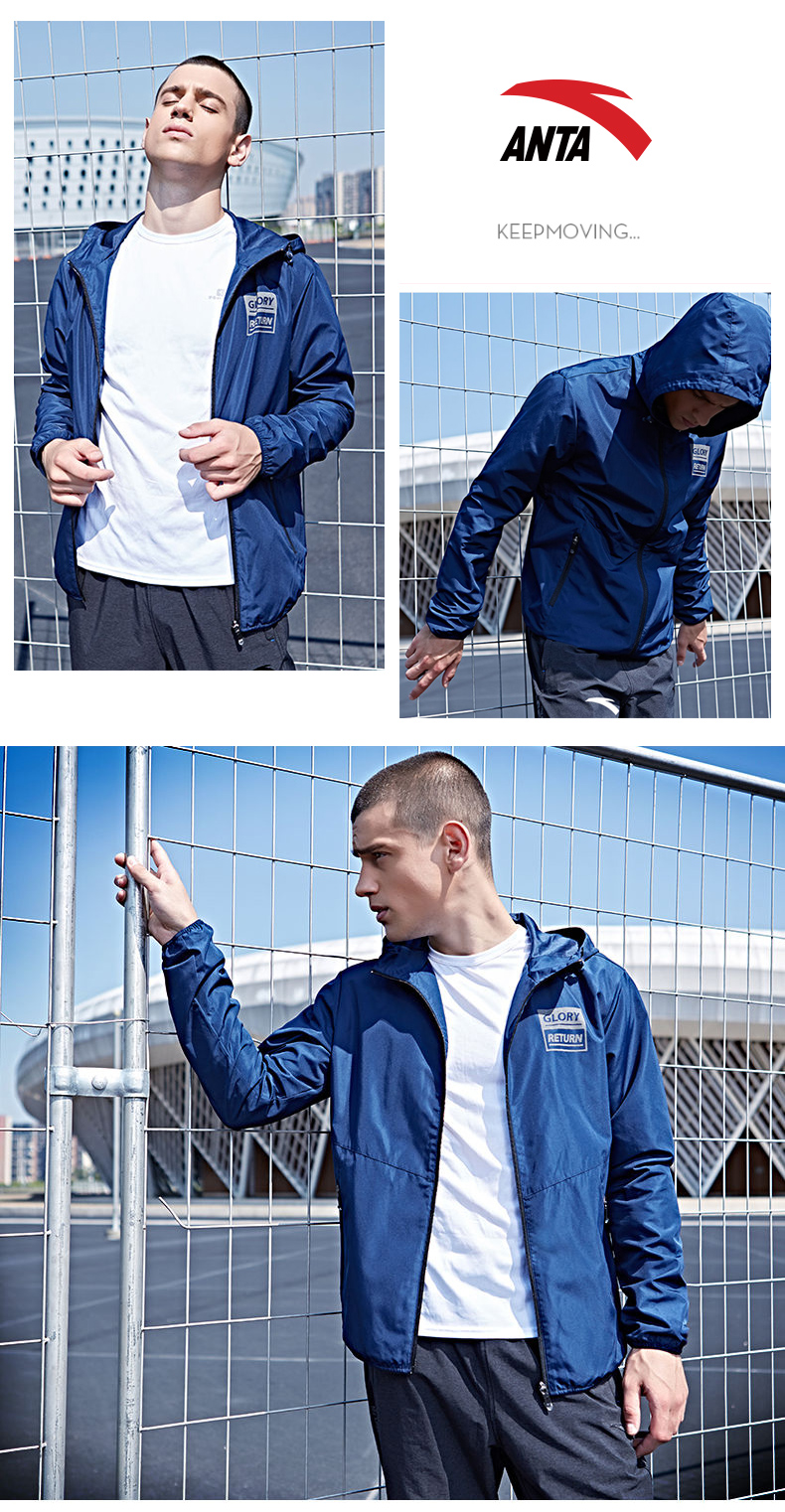 Anta áo khoác nam 2018 mùa hè mới dệt windproof áo khoác giản dị trùm đầu thể thao áo gió kem chống nắng áo sơ mi áo khoác tập gym