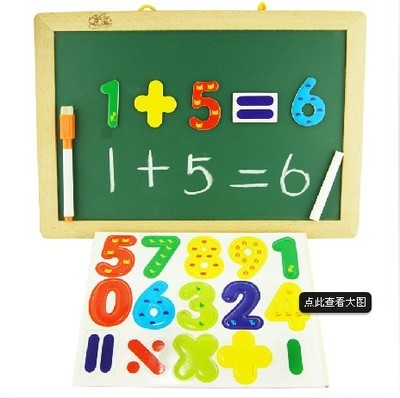 Writing, drawing, arithmetic, multi-functional wooden blackboard, whiteboard, magnetic puzzle, intellectual puzzle, pre-school education toy