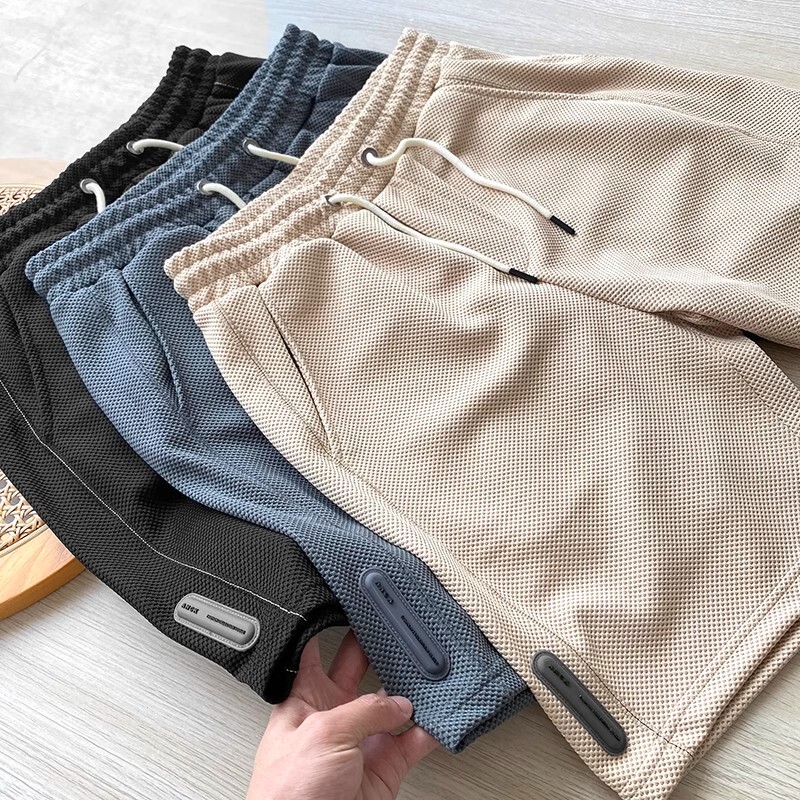 9.9 Casual Shorts Men's Waffle Thin Breathable Quick-Drying Five-Point Shorts Trendy Sports Mid-Length Pants Sweatpants Men's Pants