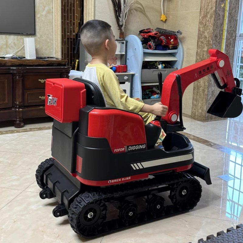 Children's Electric Excavator Vehicle, Double-Seater Rotating Tracked Digger, Toy Engineering Vehicle for Boys and Girls Children's Electric Excavator Vehicle, Double-Seater Rotating Tracked Digger, Toy Engineering Vehicle for Boys and Girls