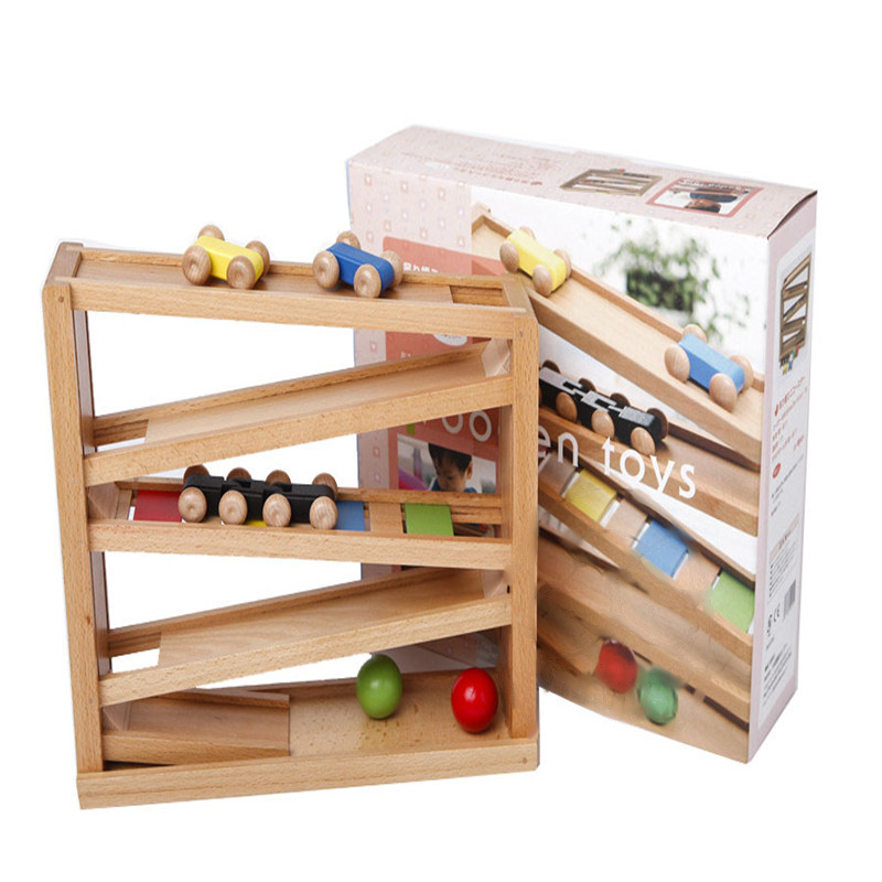 Children's wooden toy scooter male and female baby boy racing solid wood skating car sliding rail car Wood