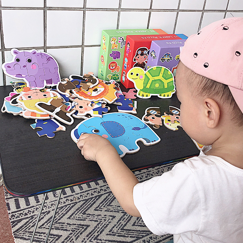 Young children's early education puzzle 1-2-3 years old baby building blocks Montessori teaching aids one to two years old entry-level puzzle toys