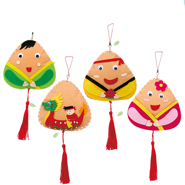 Dragon Boat Festival children's handmade non-woven rice dumpling diy material bag kindergarten sachet hanging decoration sachet dragon boat toy - Taobao