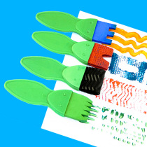 Child Painting Brush Pen EVA Flat Plate Brush Nursery Foam Seal Drawing Graffiti Tool Paint Squeegee Brush 4 branches