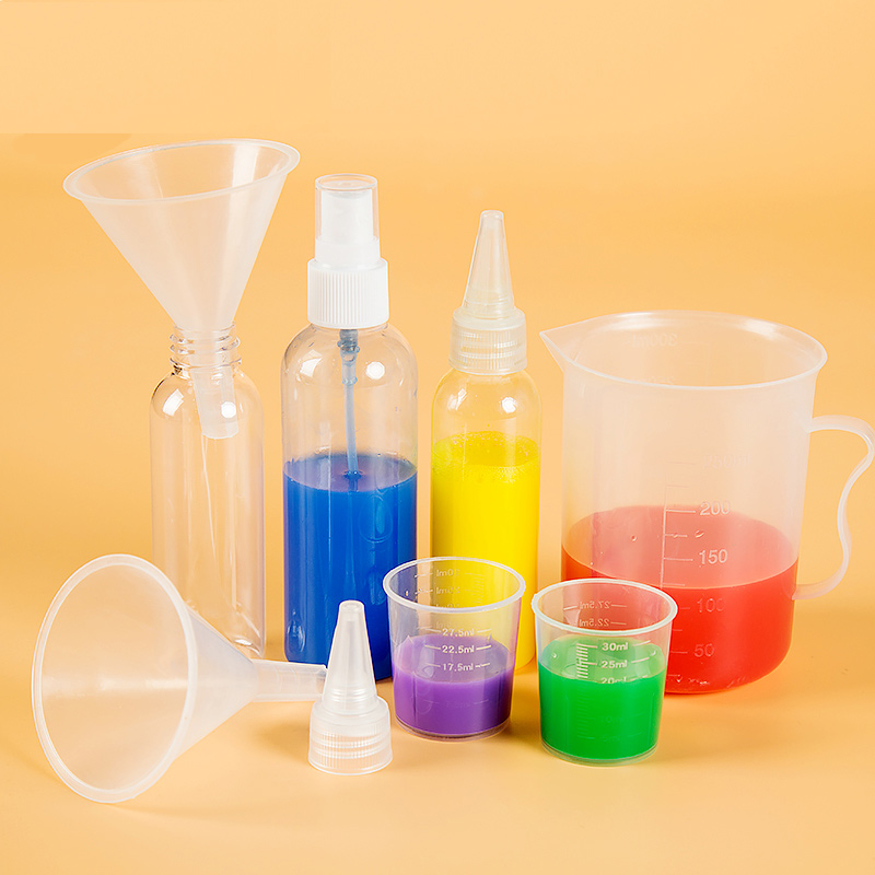 Children's painting tie-dye graffiti drop straw blowing painting measuring cup beaker kindergarten science experiment art course equipment
