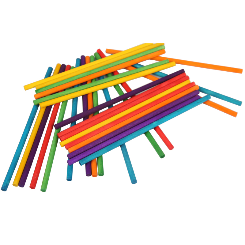 Children's wooden color round wooden stick ice cream stick handmade DIY production material small wooden stick plain wooden stick counting stick