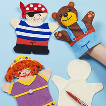 Childrens Blank Painting Canvas Gloves Kindergarten Handmade DIY White Mold Colored Canvas Hand Puppet Finger Puppet Toy