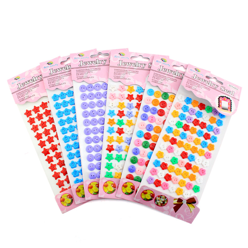 Children's creative DIY hand - made materials kindergarten button patch accessories backglue color button painting patch