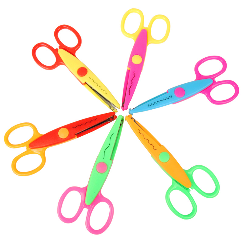 6 Dress Children Safety Lace Scissors 6 Inch Decorative stationery Artisanal Serrated DIY Phase Book Cut Paper Tools