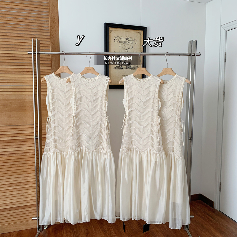 Tina/Zim White Dress, Sleeveless/With Sleeves, Two Versions, Lace Casual Vacation Dress for Women