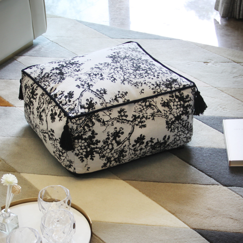 Trendy Stool, Chinese-Style Low Stool, Cushion, Lazy Seat Cushion, Removable and Washable Bean Bag Foam Particle Cushion, Light Luxury
