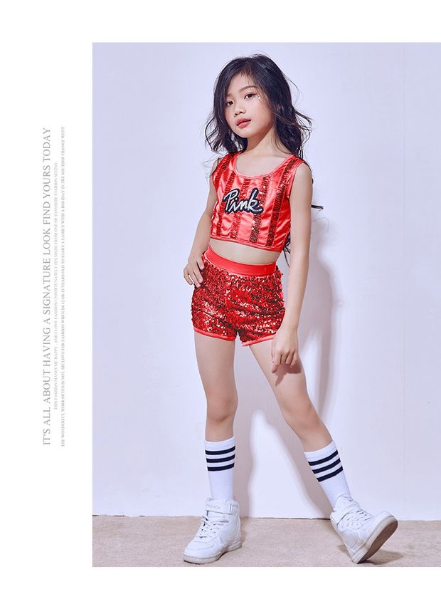 Mùa hè mới của trẻ em khiêu vũ quần áo sequin nhảy jazz trang phục nhảy hip hop đường phố trang phục cô gái biểu diễn quần áo phù hợp shop quan ao tre em