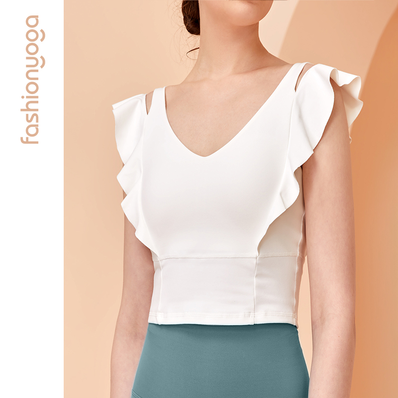 Fangst yoga clothes female outwear fitness shockproof and breathable high-end soft and beautiful butterfly yoga shoulder strap chest cushion F10254