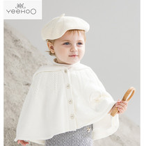 Yingshi girls hat coat baby pure cotton knitted poncho plus velvet new autumn and winter sweater YRWGJ42247A