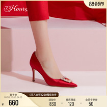 73 Hours womens shoes Suki summer satin drill cube Chinese high heel wedding shoe Xiuhe wedding dress