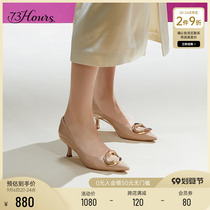 73Hours Hyun Bin recommends wanting to see you in summer pointed toe stiletto fashion metal buckle high-heeled shoes women