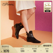 73Hours womens shoes naturally wake up new square toe short boots skinny boots thick heel black boots women