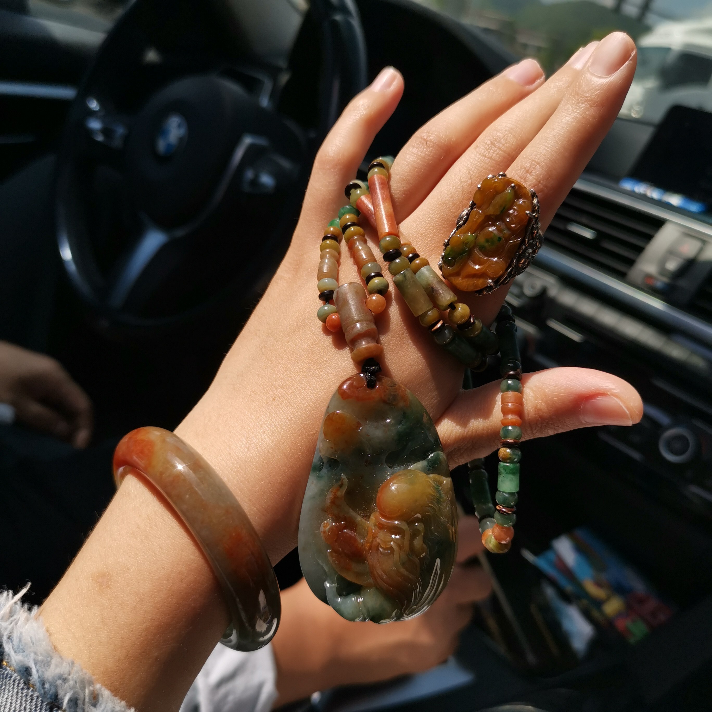 Live Special Photograph Super Link Natural Jade Features Retro Chinese Style Bracelet Pendant