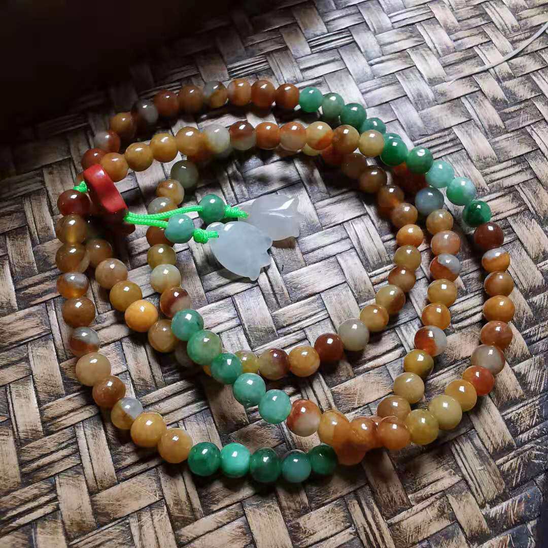 Emerald A goods yellow plus green beads refining multi-circle hand string necklace pendant hanging