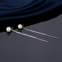 Sterling silver earrings 2021 New Tide pearl earrings female tassel ear line long temperament retro personality Net red ear ornaments