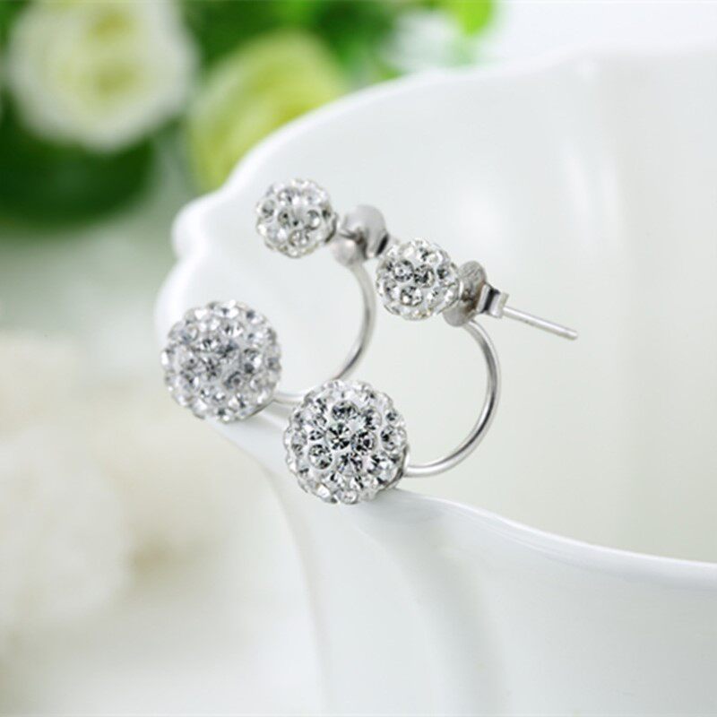 Zhou Jiu Jiu S925 silver ear stud full diamond hook earrings female cute day Korean temperament trinkets earrings gifts