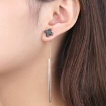 925 Silver Needle Clover Earrings Female Long Tassel Temperament Korean Simple Ear Chain Ear Drop