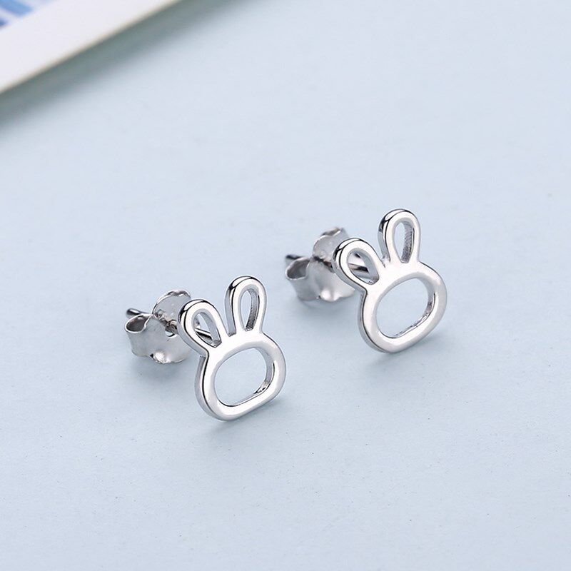 Week 99 925 silver ear nail female silver small rabbit earrings, Japan-ROK fashion cute and simple ear ornaments little fresh