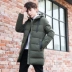 Áo cotton nam dài trùm đầu mùa đông thanh lịch cotton mỏng phù hợp với phiên bản Hàn Quốc của xu hướng áo khoác cotton dày xuống áo khoác nam - Bông
