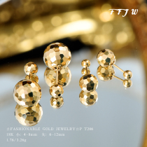 T206 18K gold laser bunker double ball ear AU750 screw earring in wind ear with simple F