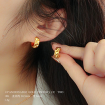 T083 in wind 18K gold diamond earbutton Au750 acoustic circle earrings fashion simple luxury E