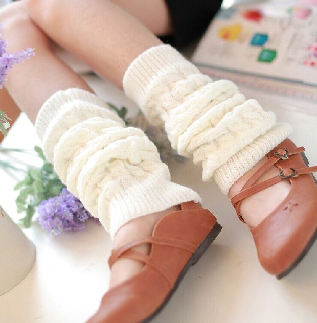 Phiên bản Hàn Quốc của len ấm đan dày vớ cọc cọc chân đặt xoắn giày cao đến đầu gối đệm chân tất đùi nữ dễ thương