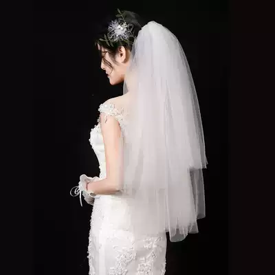 White wedding veil bridal veil headdress Super Xiansen Net red photo props retro wedding simple short