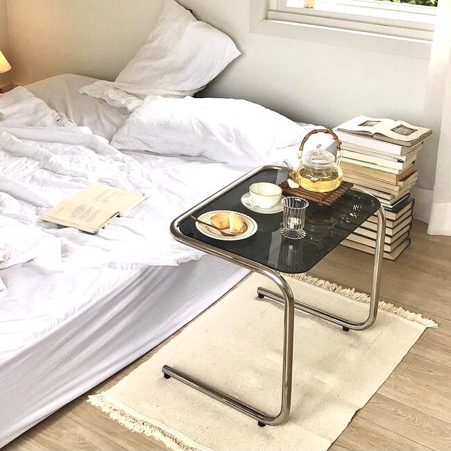 Middle Ancie Stainless Steel Tea Coverage in Little Bed Bed Next to Bed Several Homestay Photography Base Mini Table